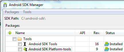 Android SDK manager